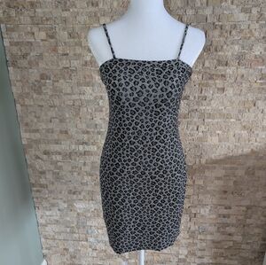 Vintage Rocket Candy Y2K Leopard Spaghetti Strap Square Neck Mini Dress USA Rare